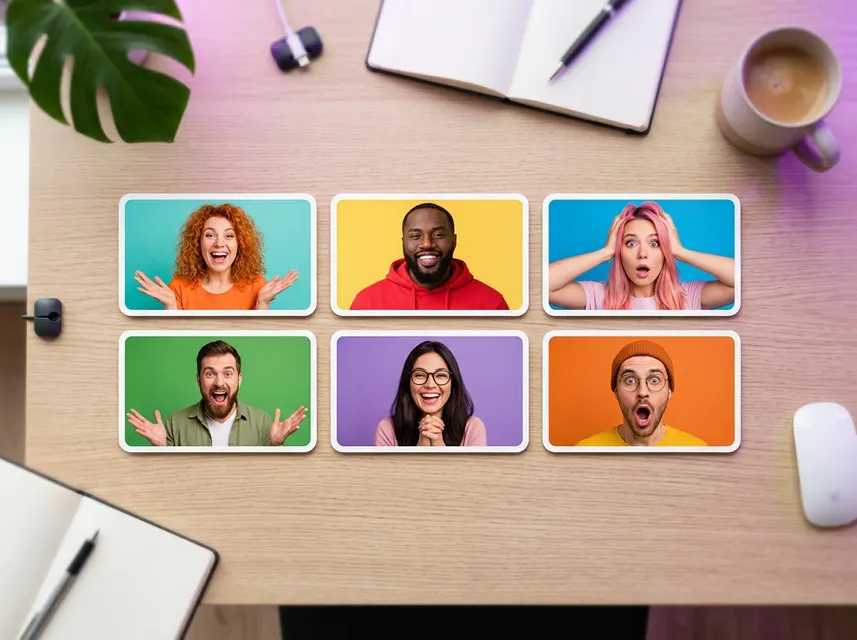 A grid of colorful video thumbnails